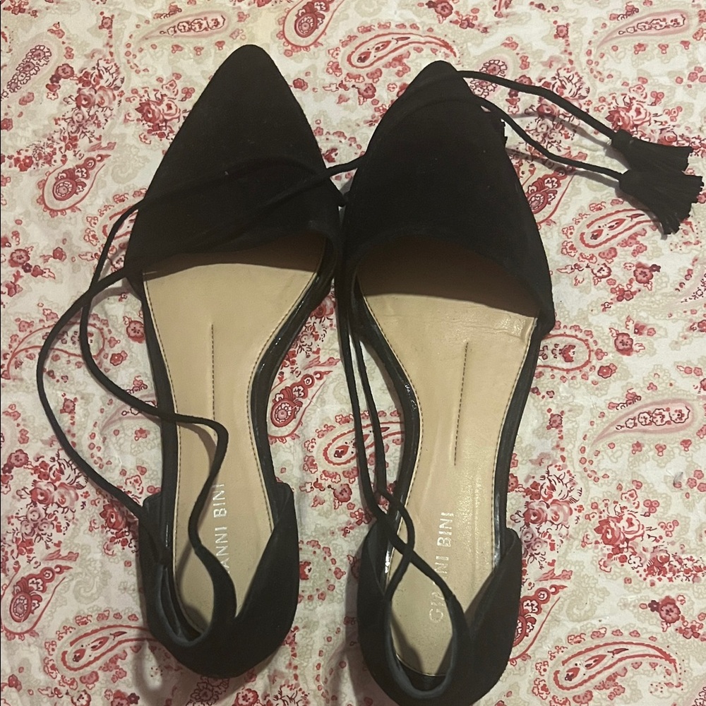 Gianni Bini Black Lace-Up Flats